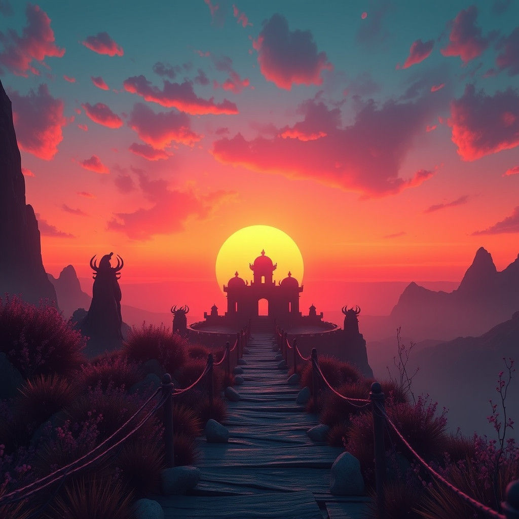 Dreamlike Fantasy Landscape in Surrealist Style