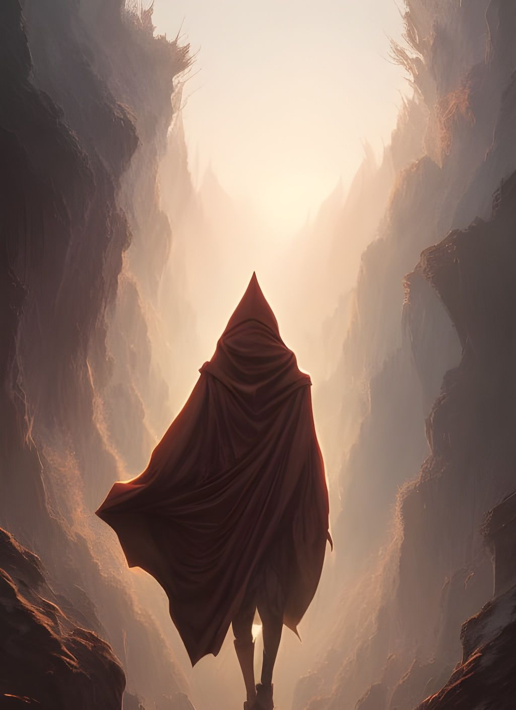 Radiant Sungazer in Hooded Cloak, Digital Art