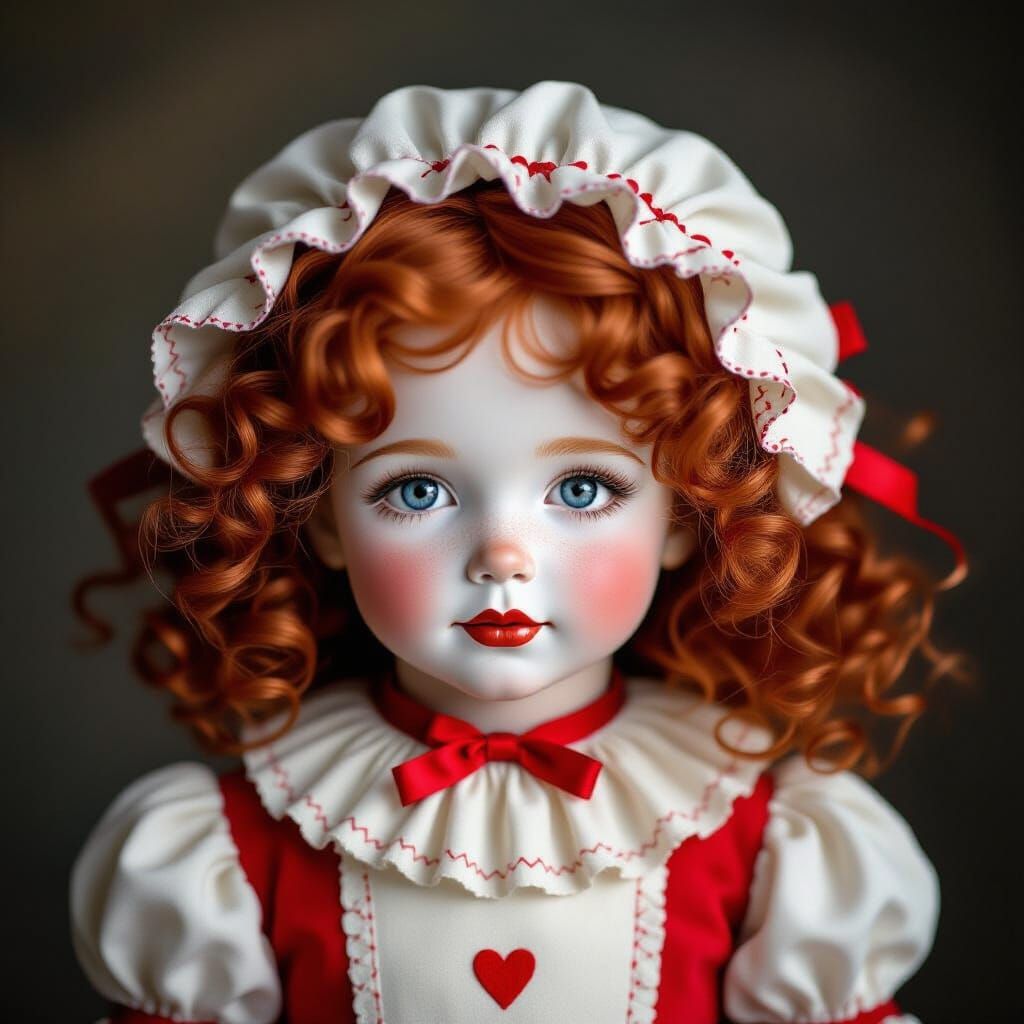 Raggedy Ann Girl With Red Hair In Costume