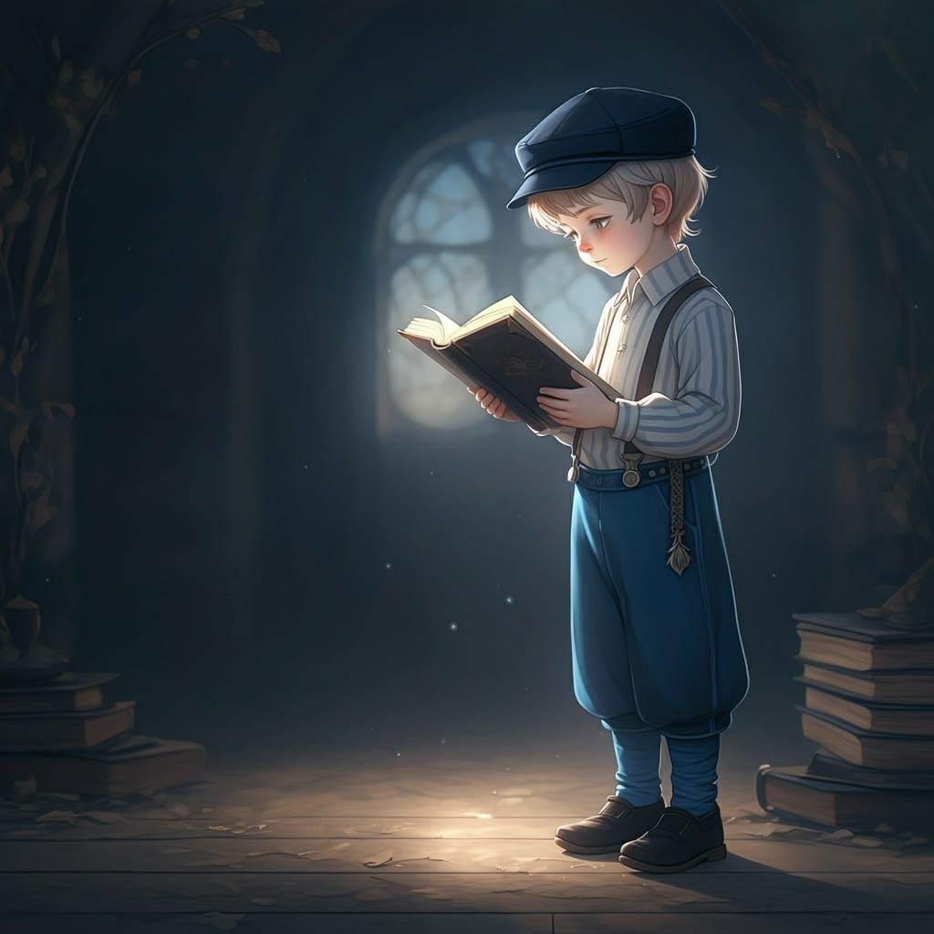 Ultra-Orthodox Boy and Book: 3D Anime Art