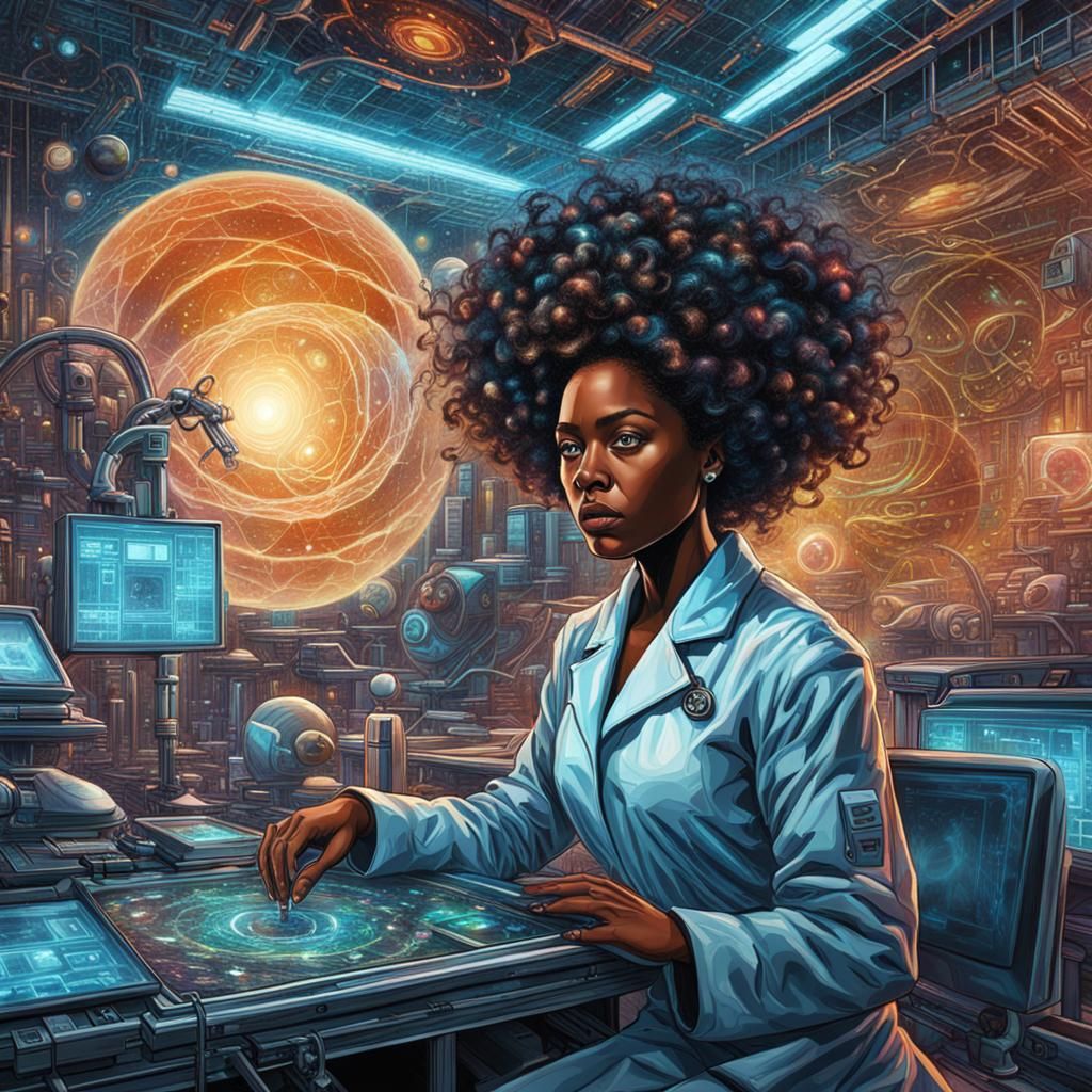 Mad Scientist Reanimates Body: Astral Cosmic Illustration