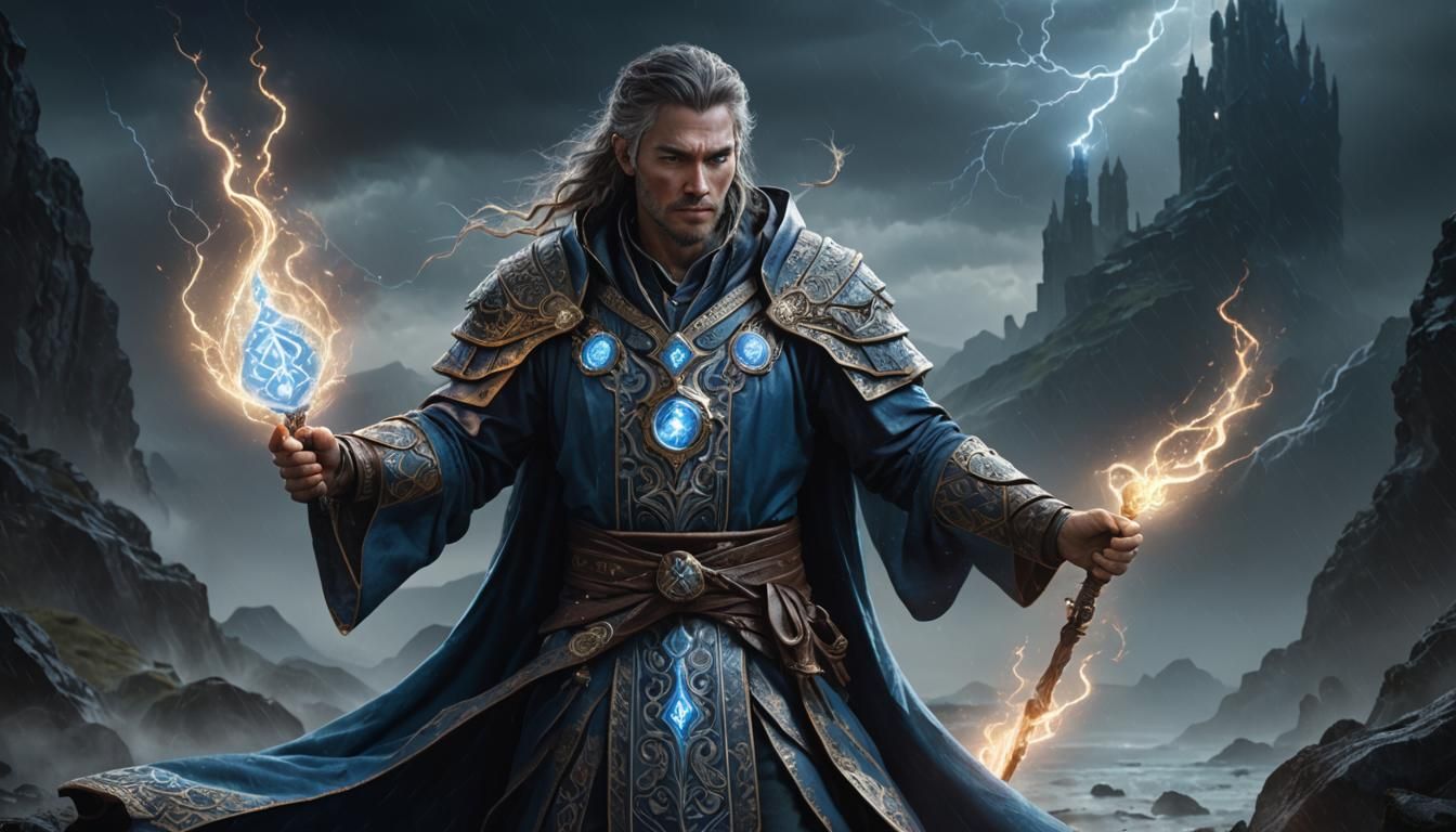 Battle Mage Portrait in Dark Fantasy Style