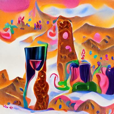 Vibrant Desert Monolith in Gouache Candyland