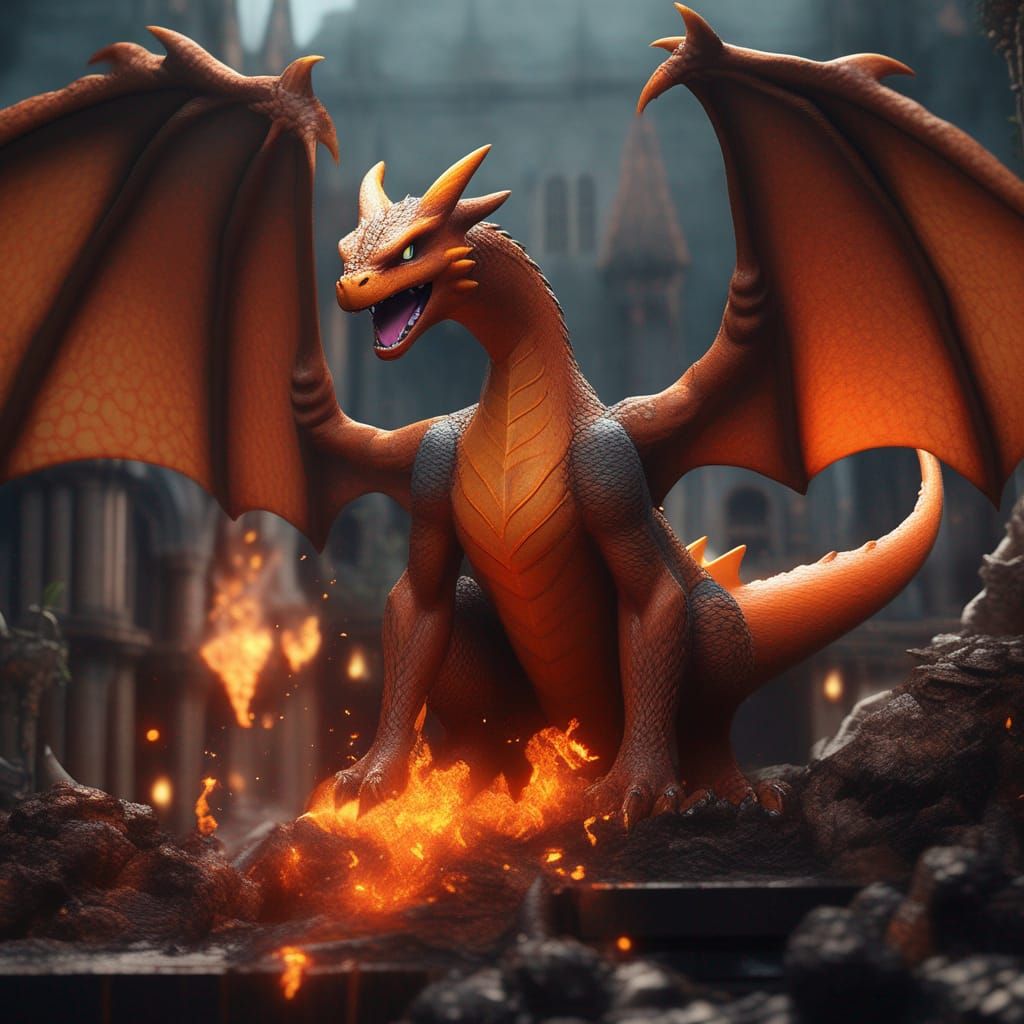 Detailed Matte Painting of Charizard in 8K
