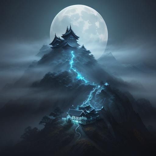 Yokai Creature on Misty Mountain Peak