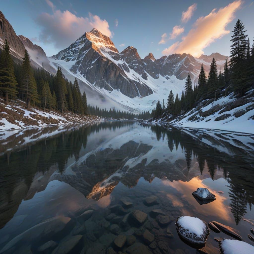 Snow-Capped Peaks Shine Under Twilight Alpenglow