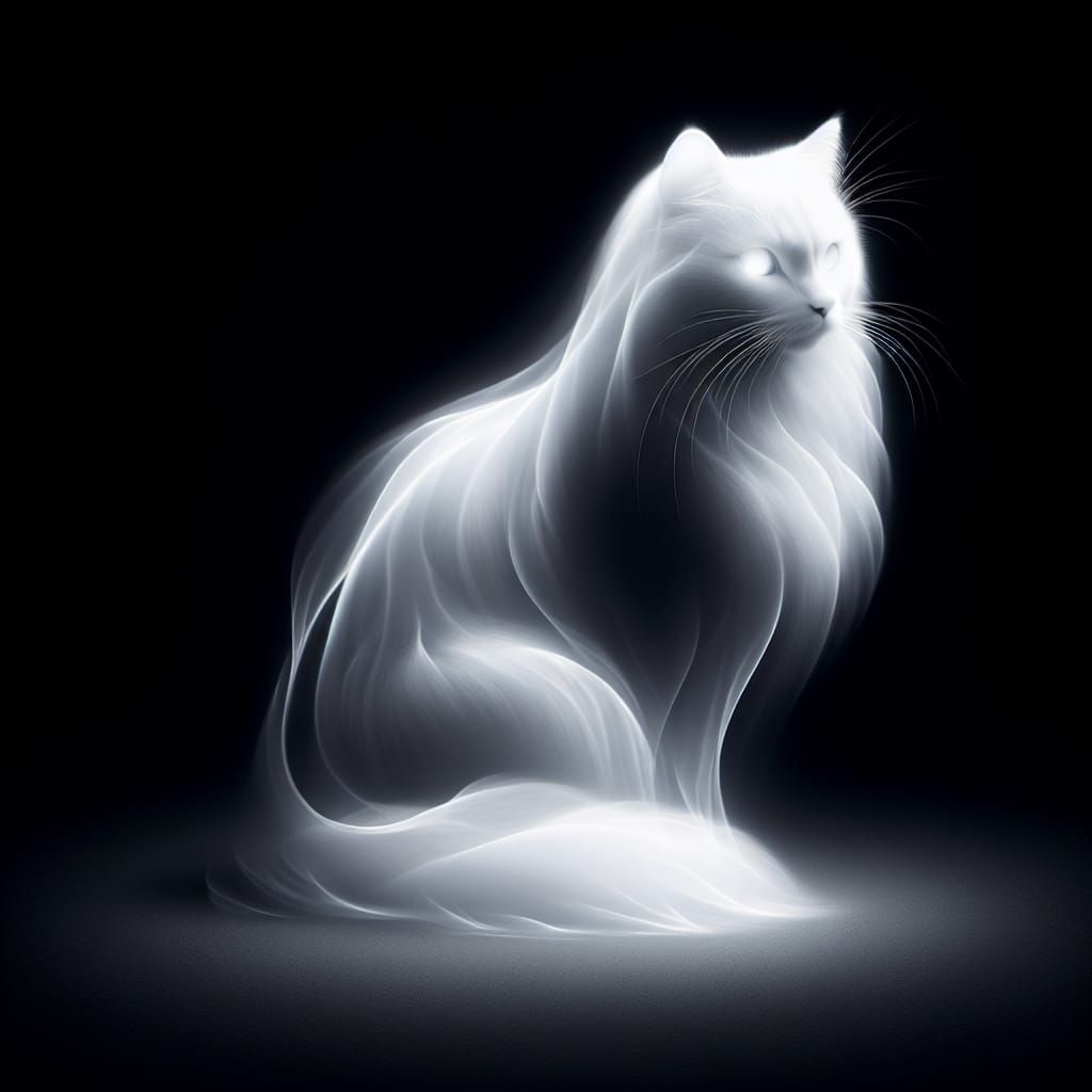 Ethereal White Cat in Minimalist Style