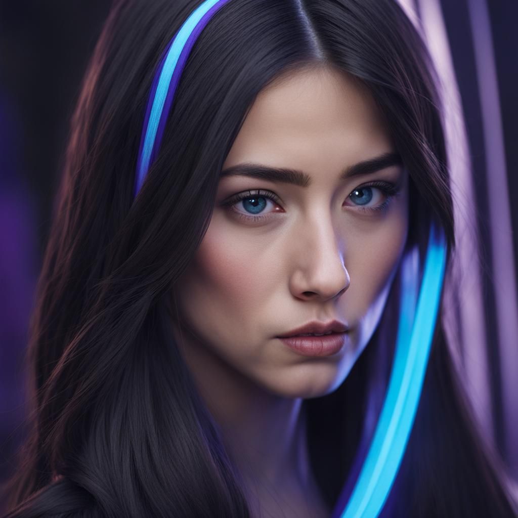 Loving Couple: Woman with Streaked Hair and Man in Glasses