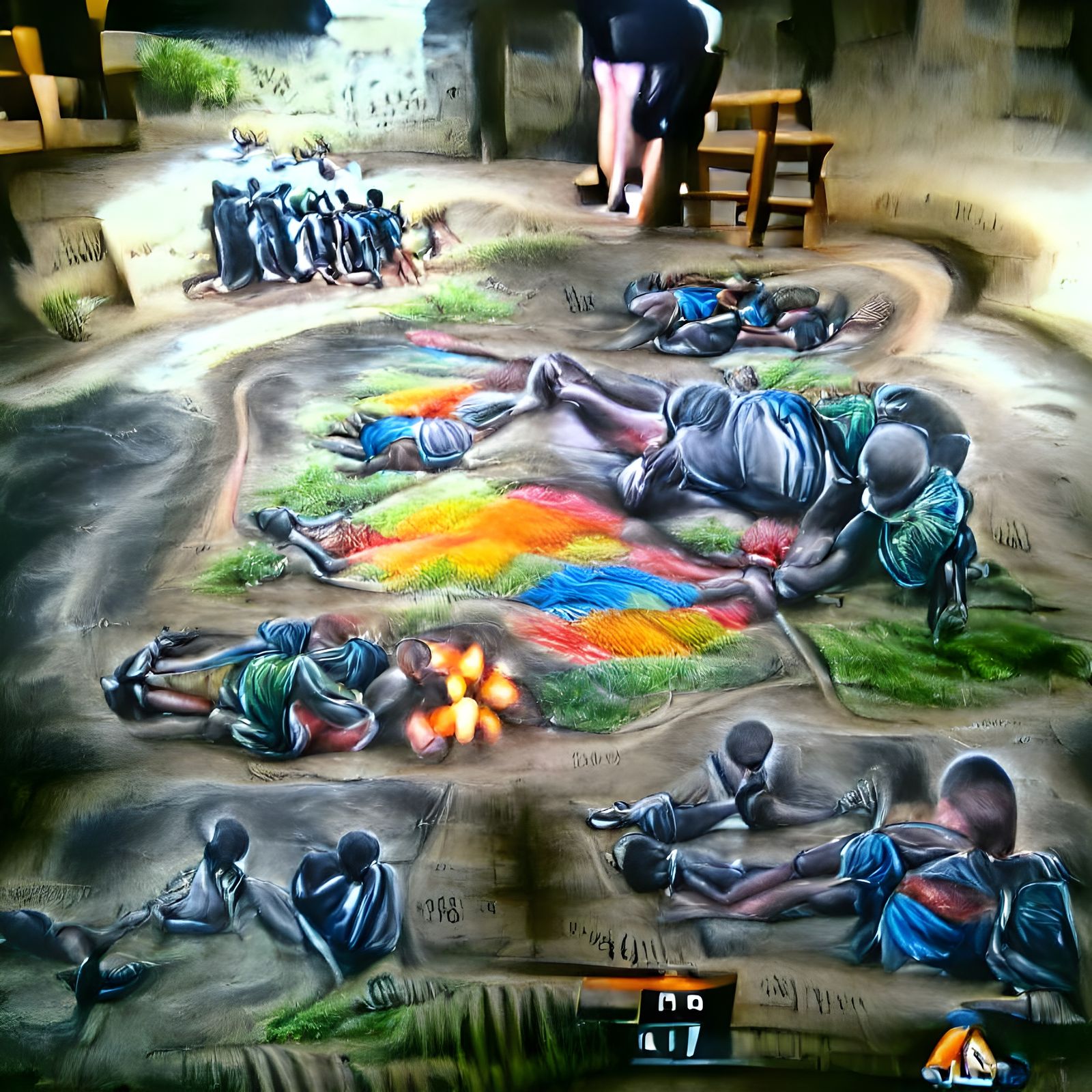Vultures of War: Chalk and Charcoal Art