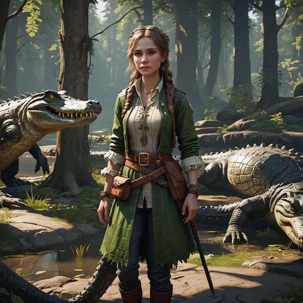 Vasilisa with Crocodile Gene: 3D Artstation Rendering