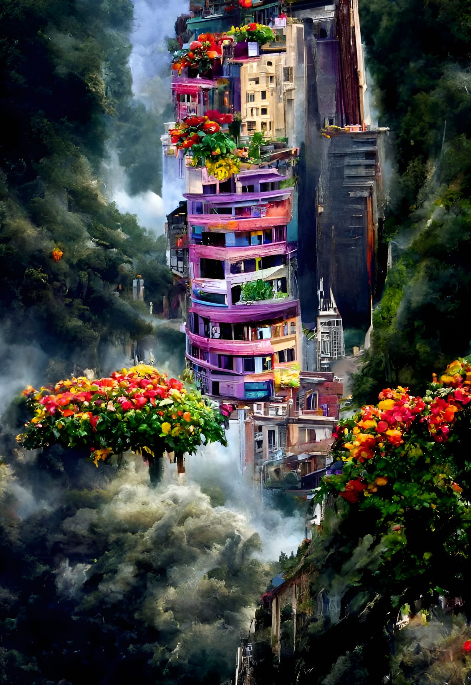 City Landscape Destruction by Blackhole, Acrylic Art