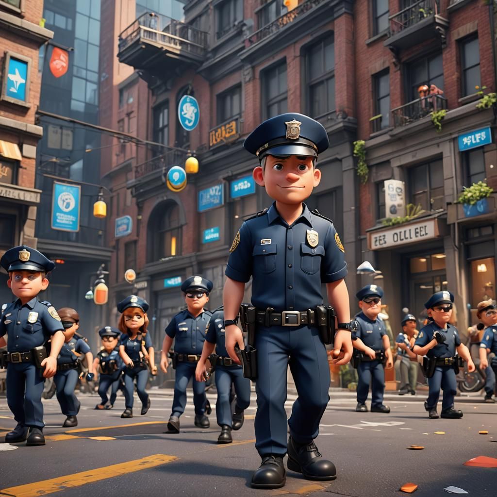 Detailed 3D Cartoon Police Character Render
