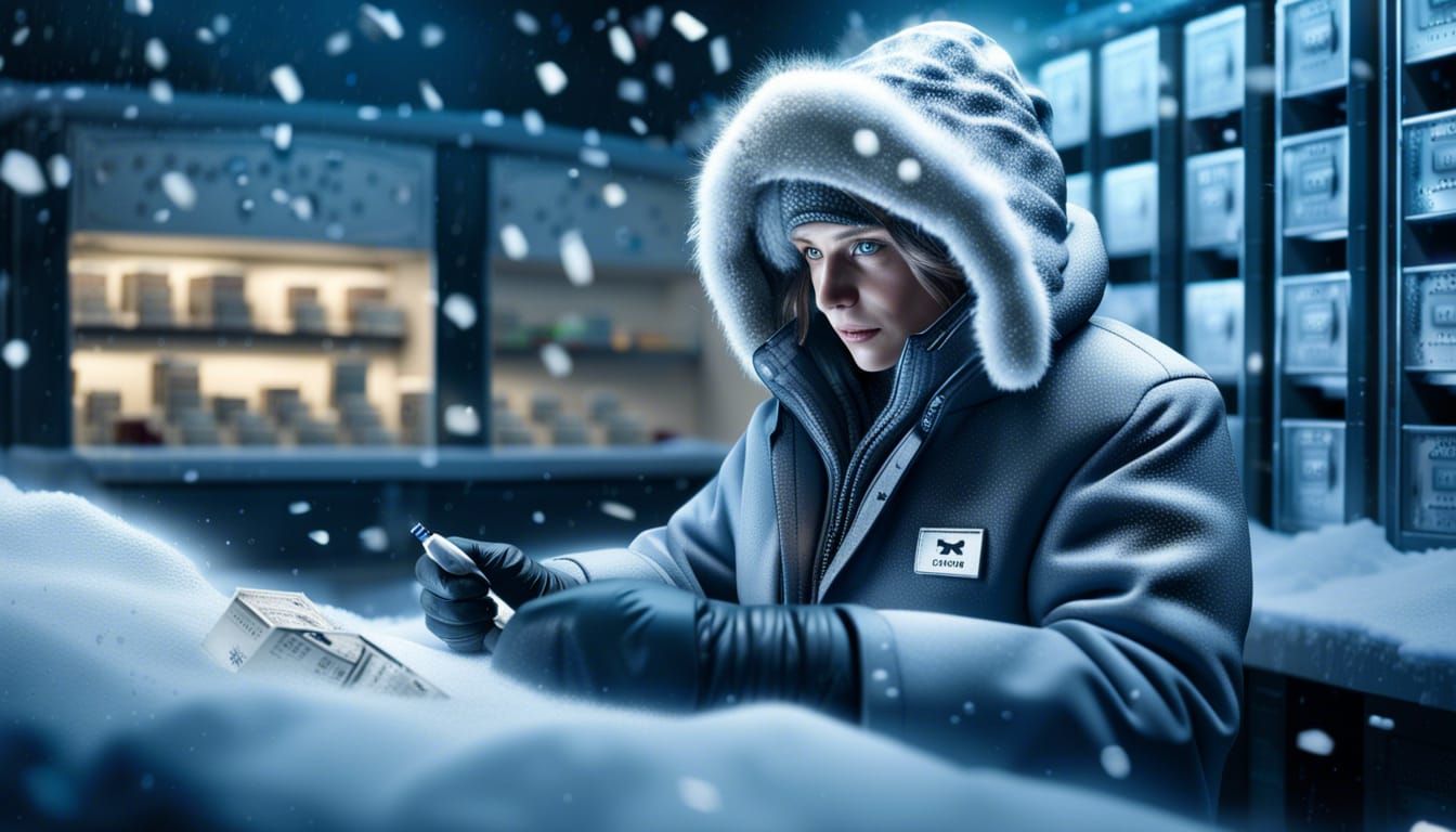 Snowy Bank: Realistic Teller in Ice Palace