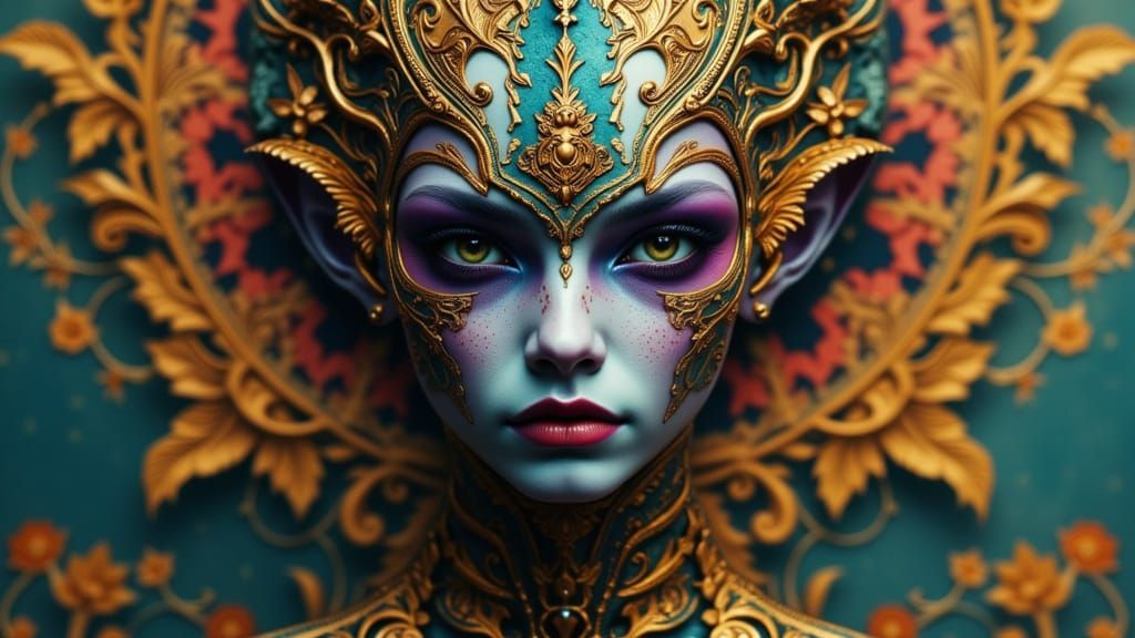 Alien Mandala Portrait in Hyperdetailed Concept Art Style