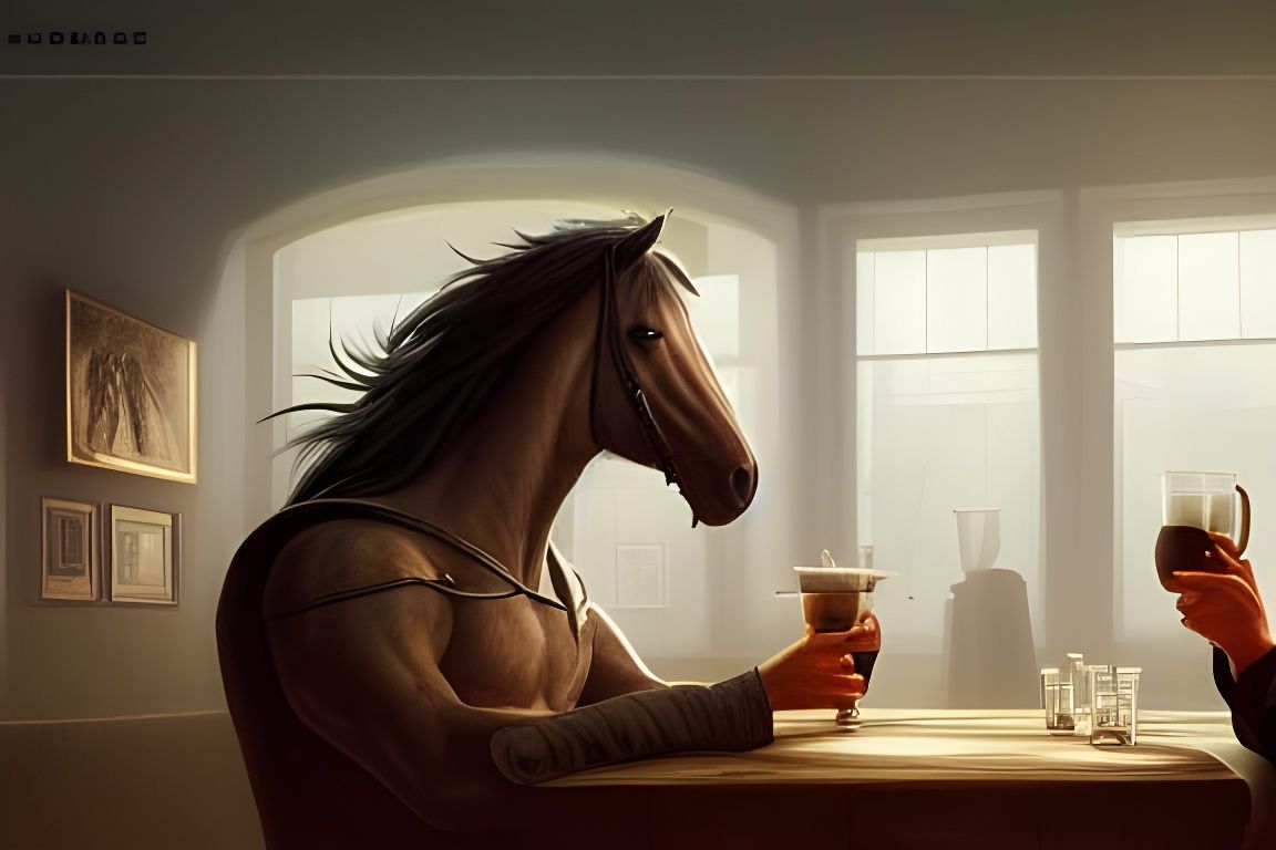 Centaur at Cafe: Digital Art in Granov Style
