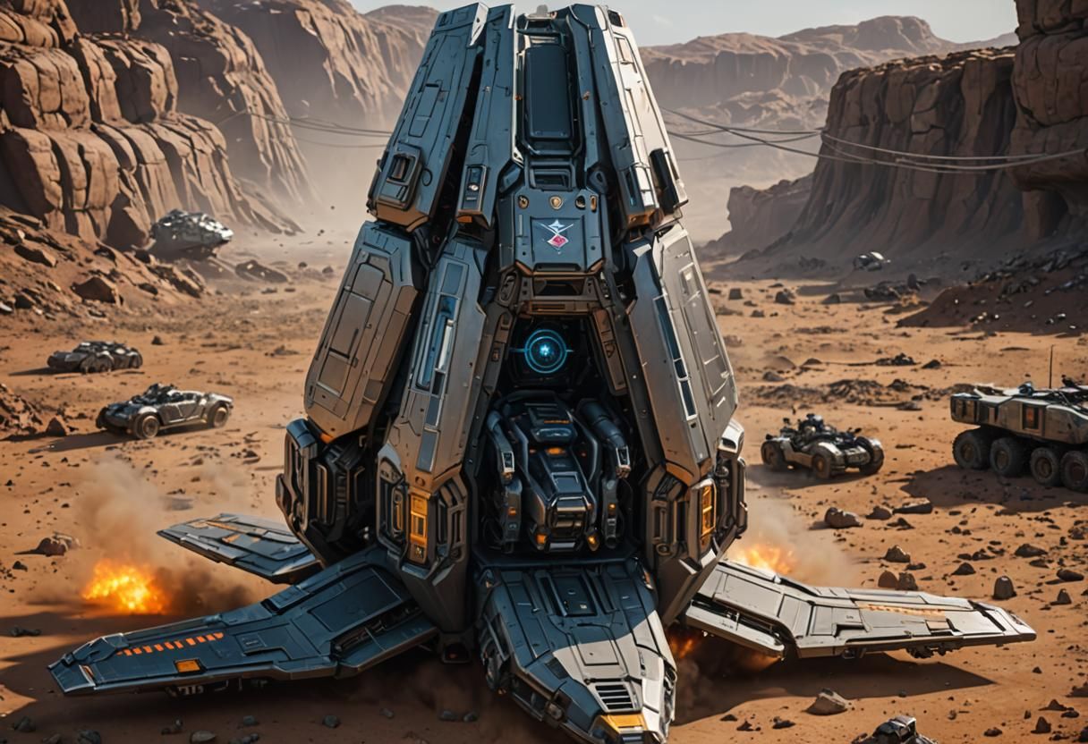 US Space Force Drop Pod Concept Art in Sci-Fi Style