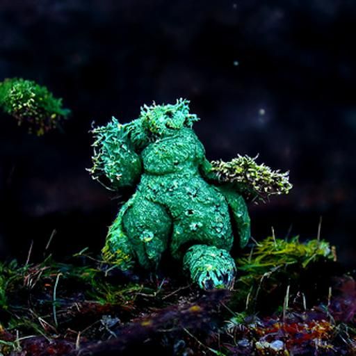 Green Seaweed Bear Monster in Starry Concept Art
