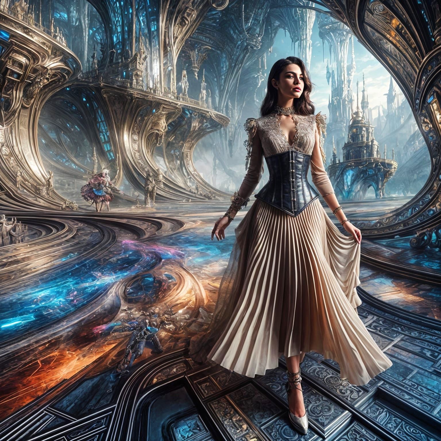 Stunning Hispanic Woman Embodies Romantic-Punk Elegance in H...