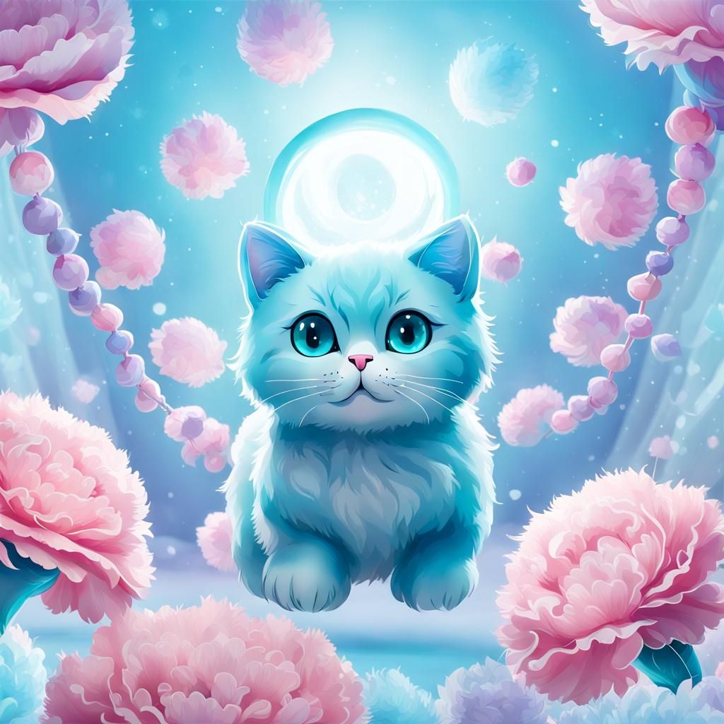 Captivatingly Cute Crystal Cat Critters in Cutecore Style
