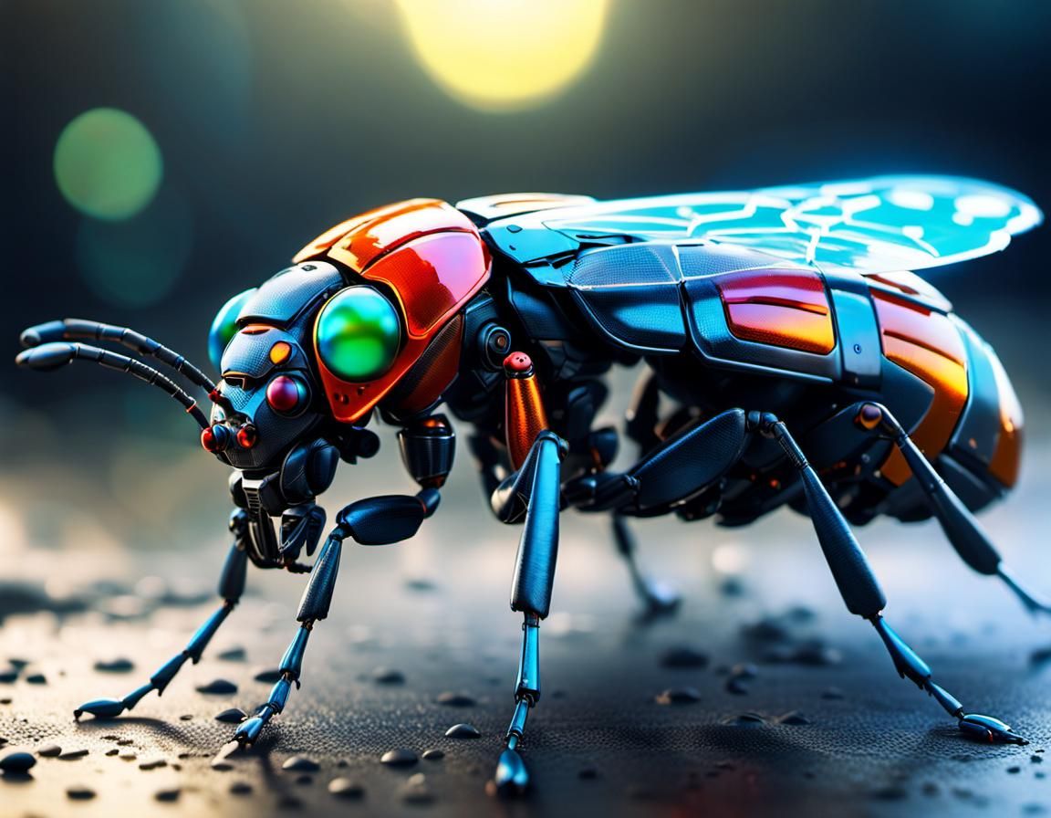 Futuristic Cybernetic Robotic Insects in Science Fiction Sty...