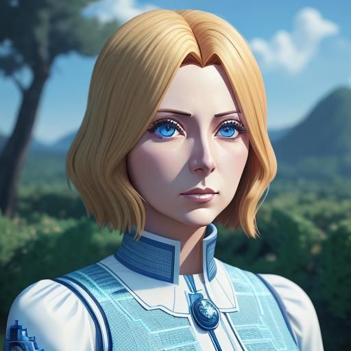 Anime Girl in Dithered Pixel Art Style