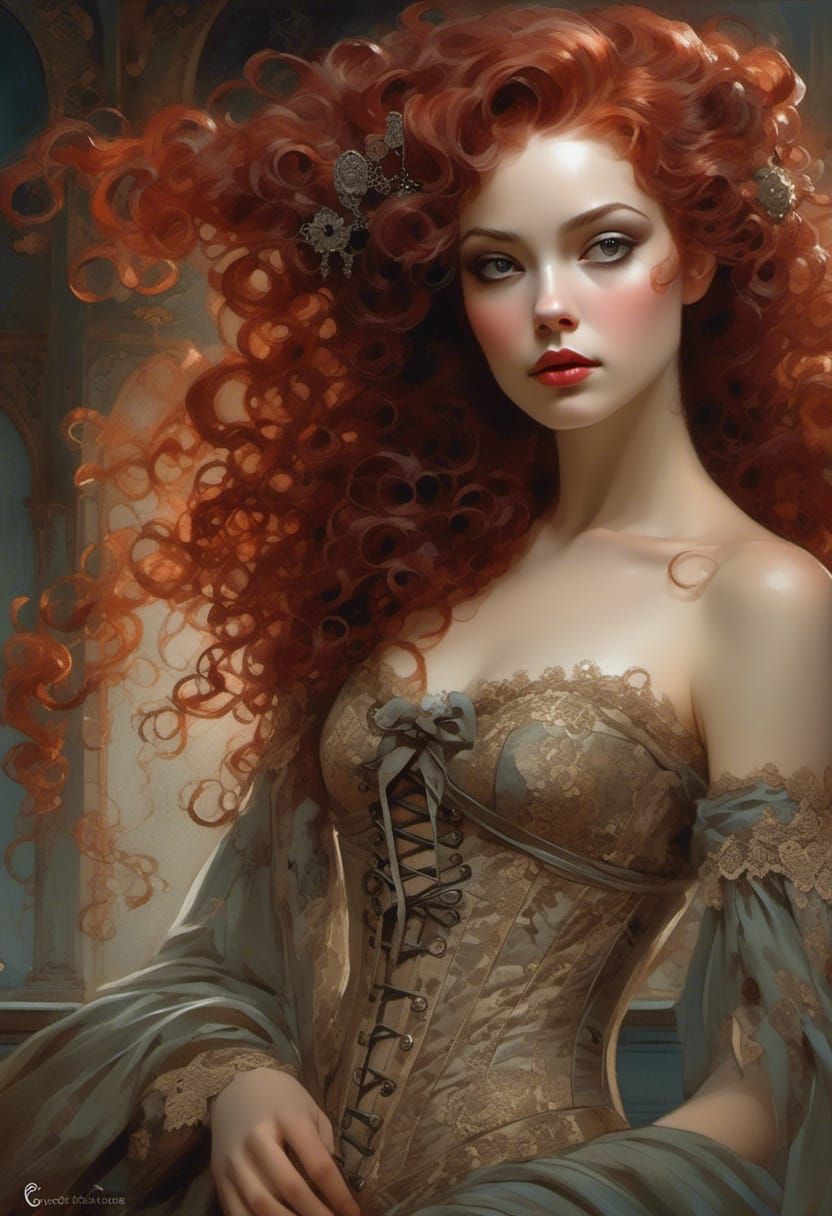 Rococo Lady in Velvet and Lace Portrait