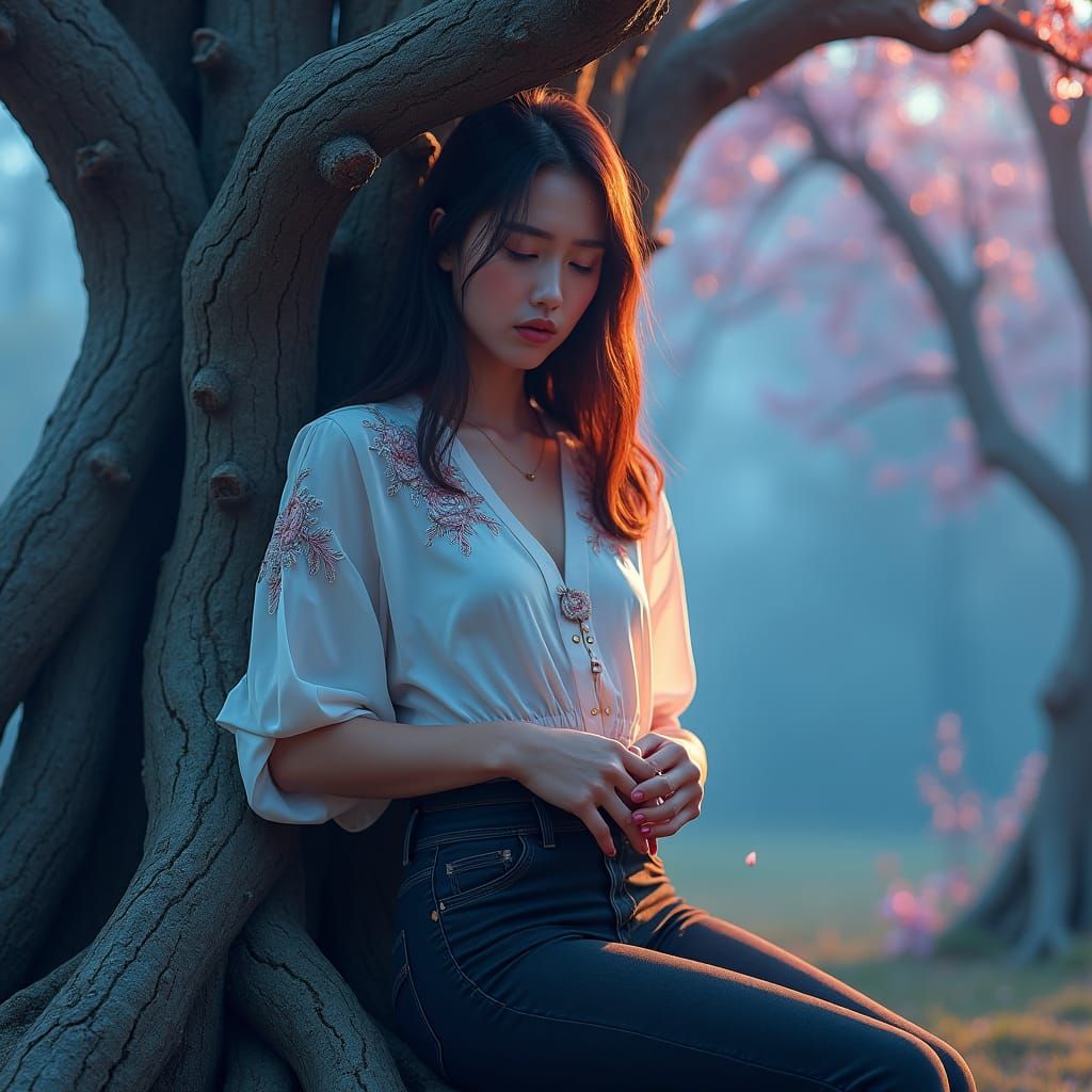 Woman in Fantasy Landscape, Digital Art