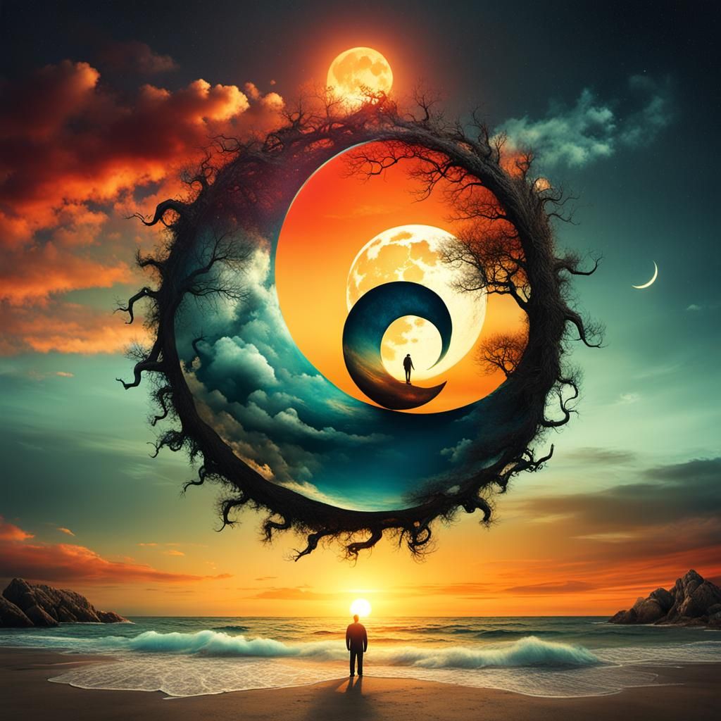 Surreal Yin Yang Beach Sunset in Epic Style