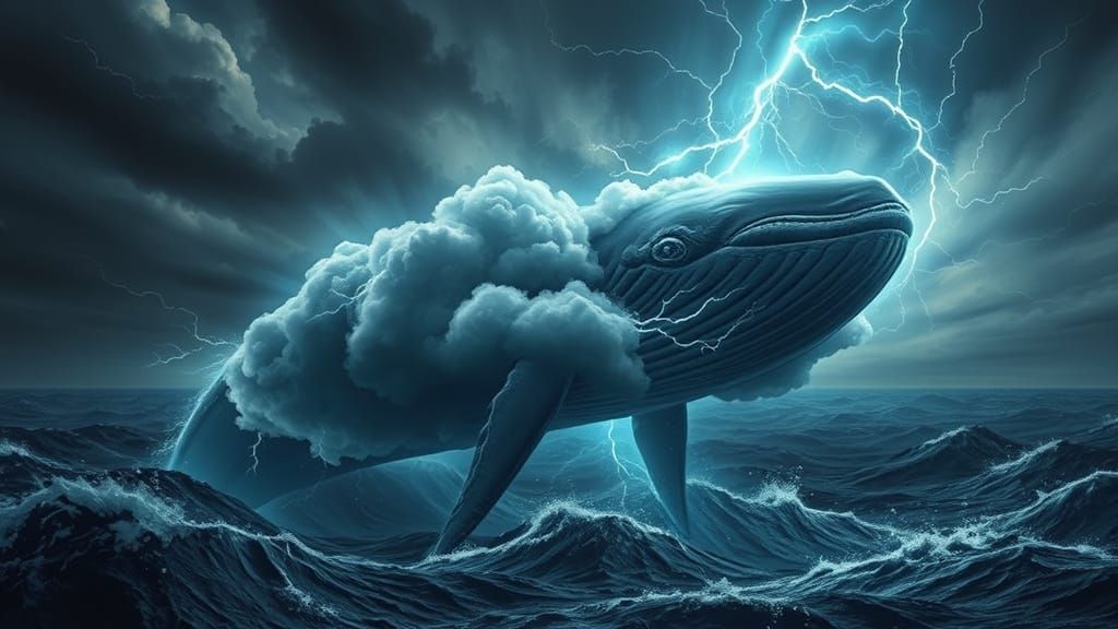 Colossal Storm Whale in Turbulent Ocean