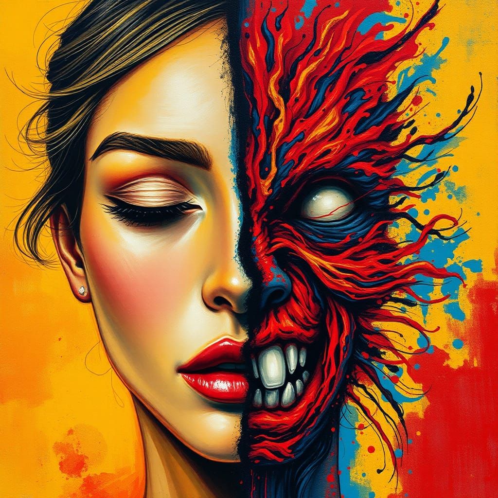 Duality: A Bisected Portrait of Opposing Emotions