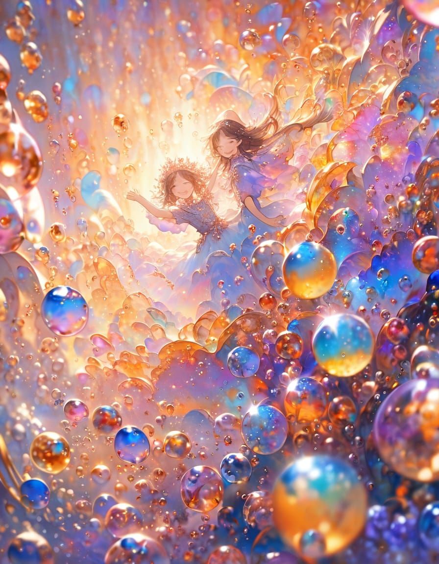 Joyful Woman in Dreamlike Surrealist Oil Painting