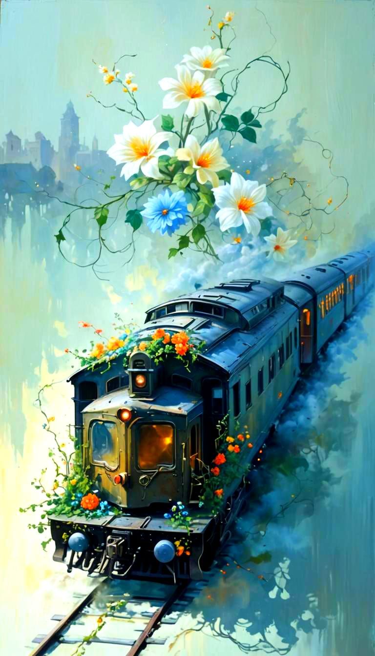 Frozen Train Rides from Painting into Reality