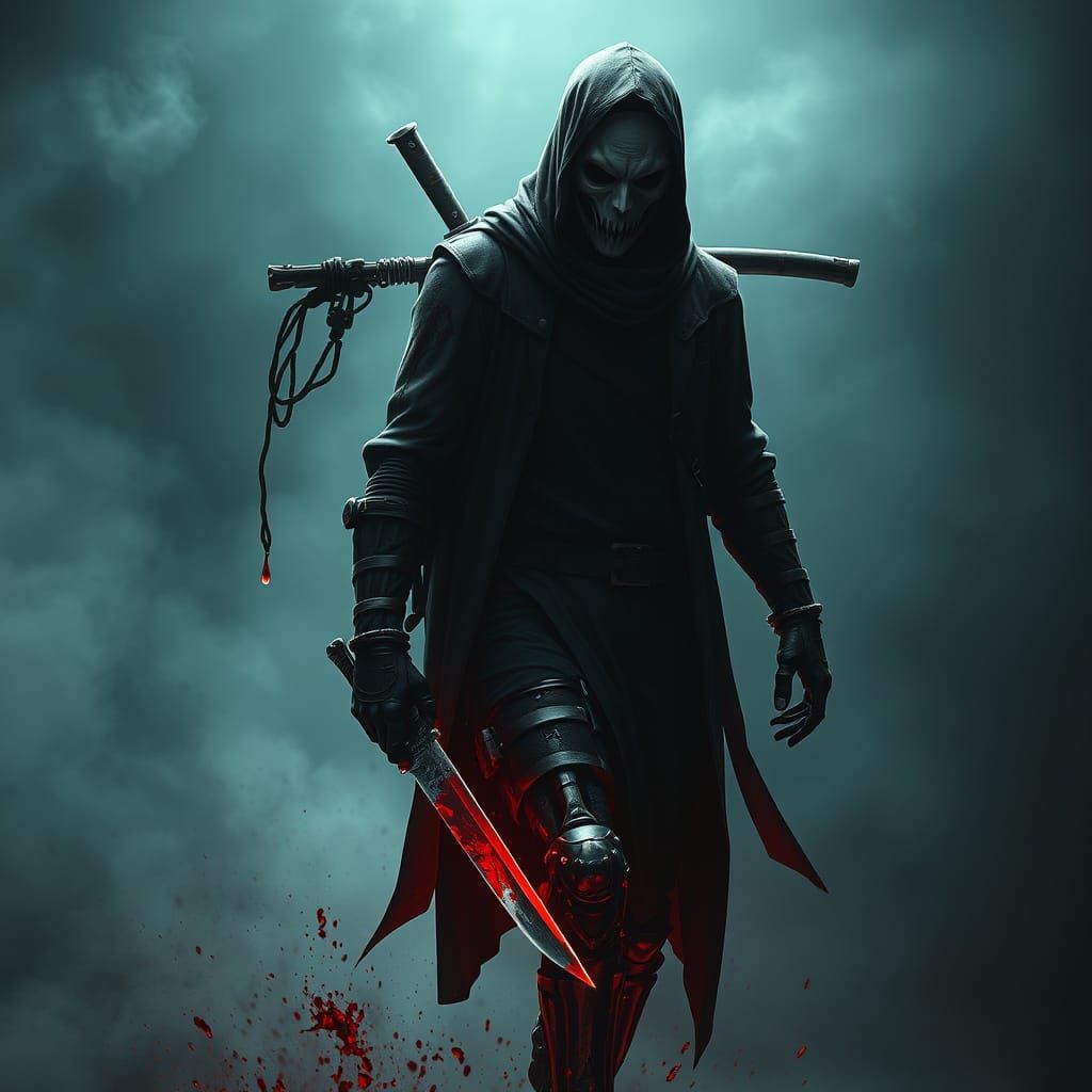 Cinematic Digital Painting of Scarred Warrior with Robotic L...