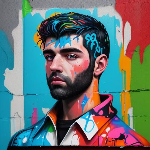 Polychromatic Graffiti Art Featuring Two Figures