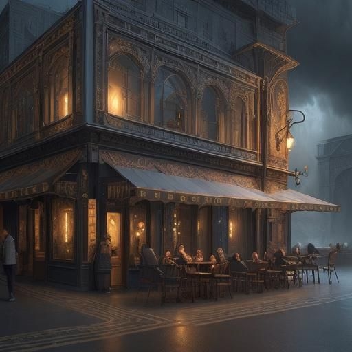 Cafe Wall Optical Illusion: Digital Matte Painting