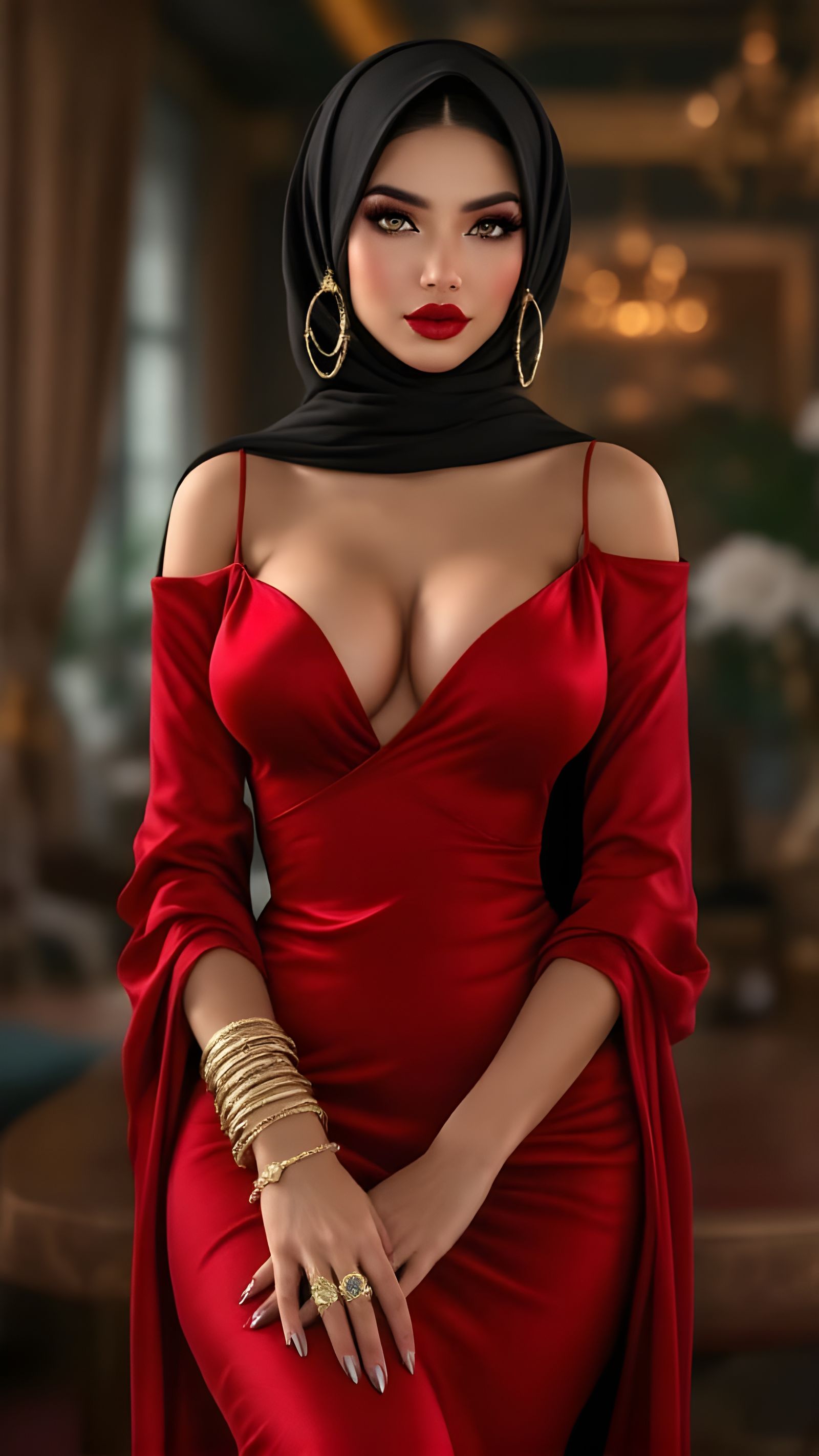 Middle Eastern Socialite in Opulent Elegance