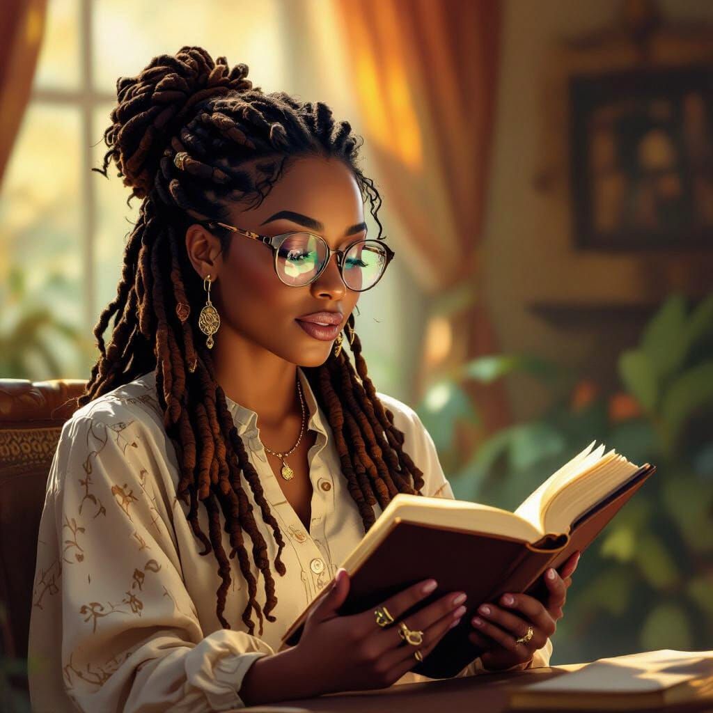 Black Woman Teaching Bible in Vibrant Gospel Art Style