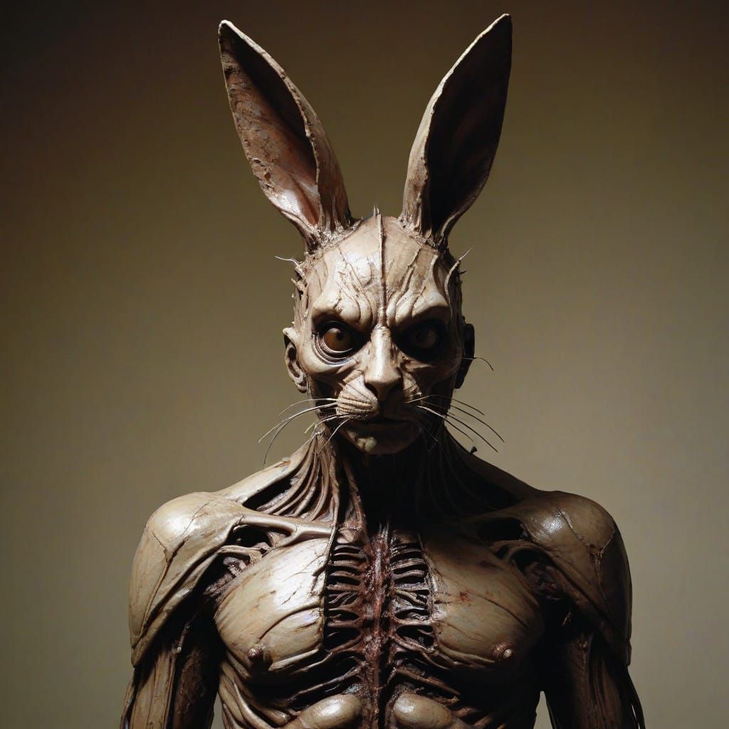 Humanoid Figure with Dark Hands and Feet, Unsettling Presenc...