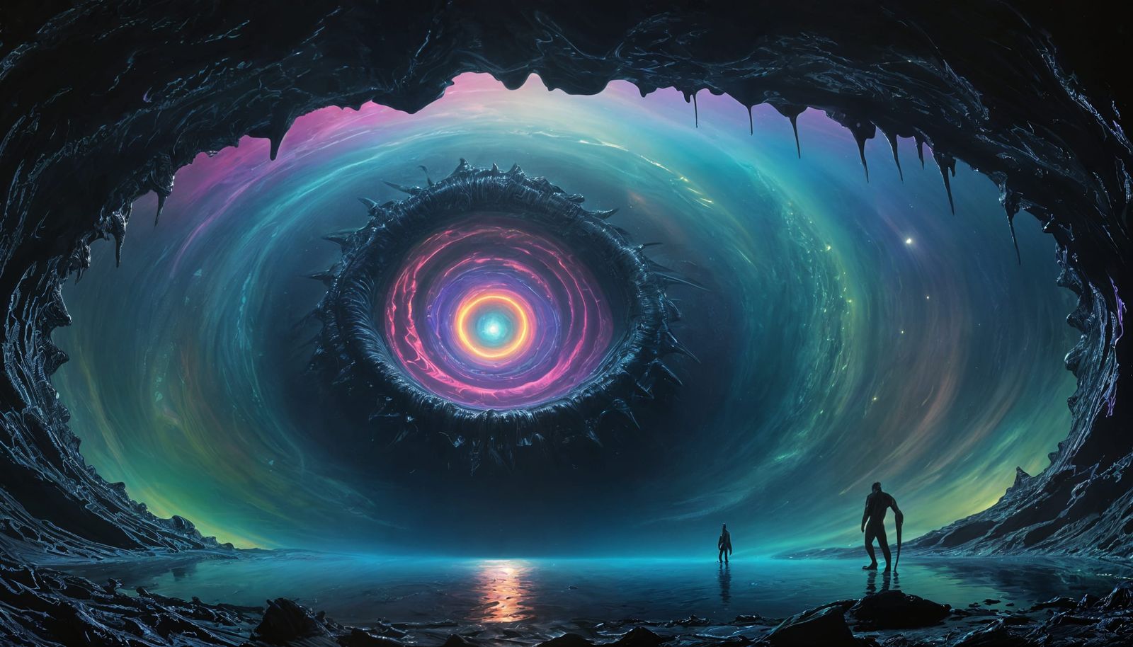 Sinister Alien Dinosaur Rises from Vortex Lake