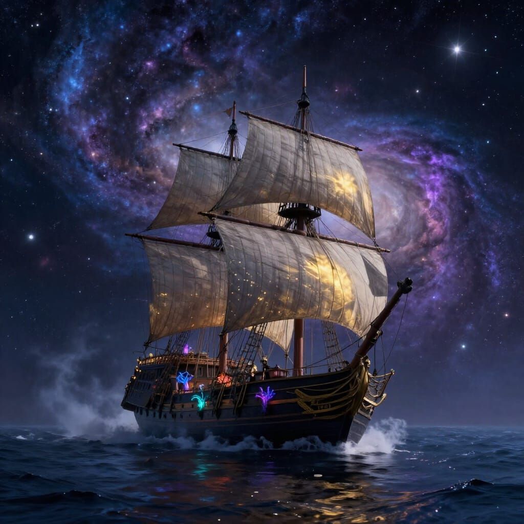 Cosmic Galleon Sailing Through Nebula