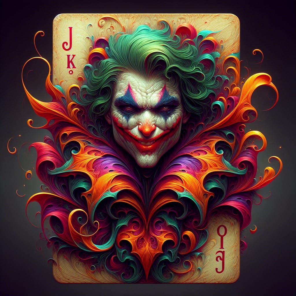 Intricate Joker Card in Fantasy Concept Art Style
