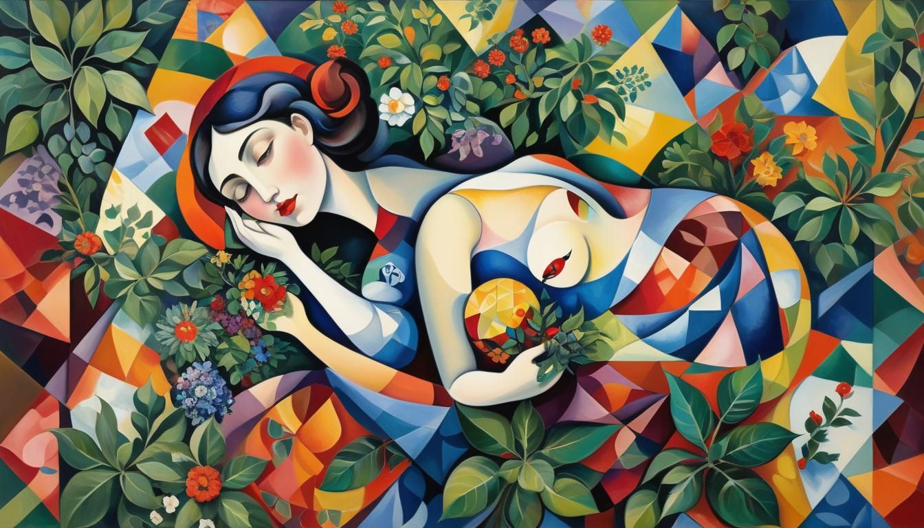 Cubist Woman in Sunlight, Inspired by Chagall