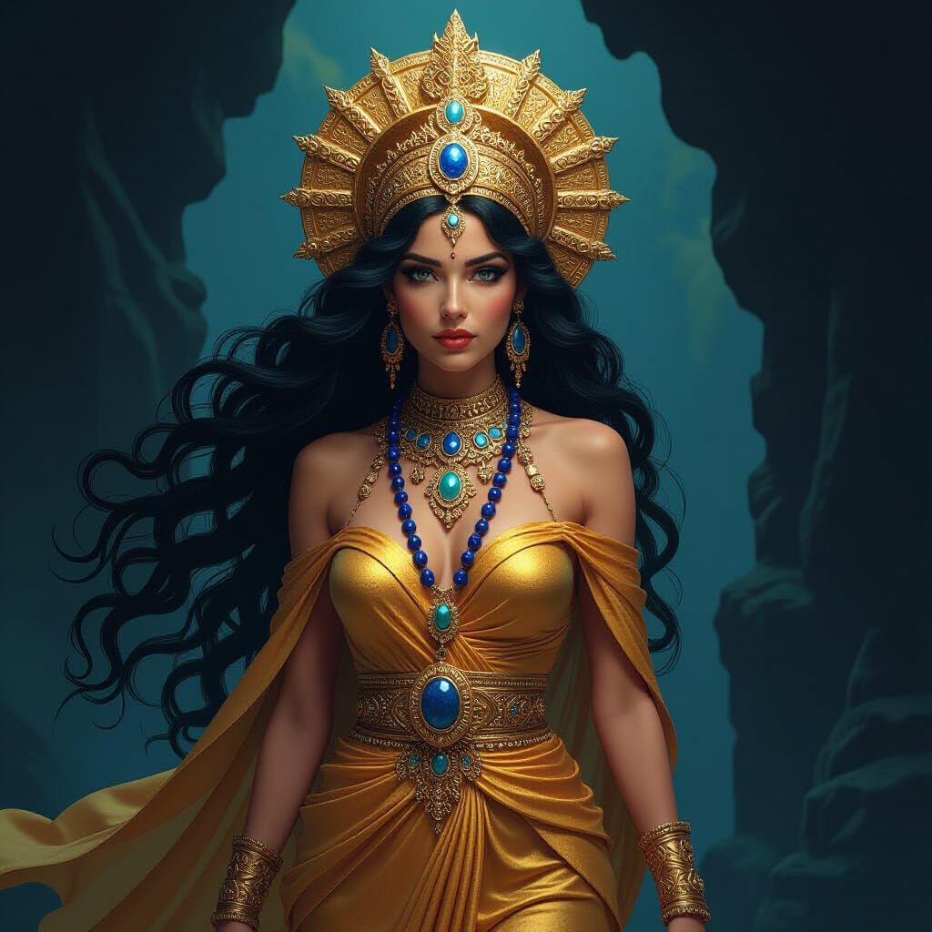 Goddess Inanna Enters Underworld, Digital Painting