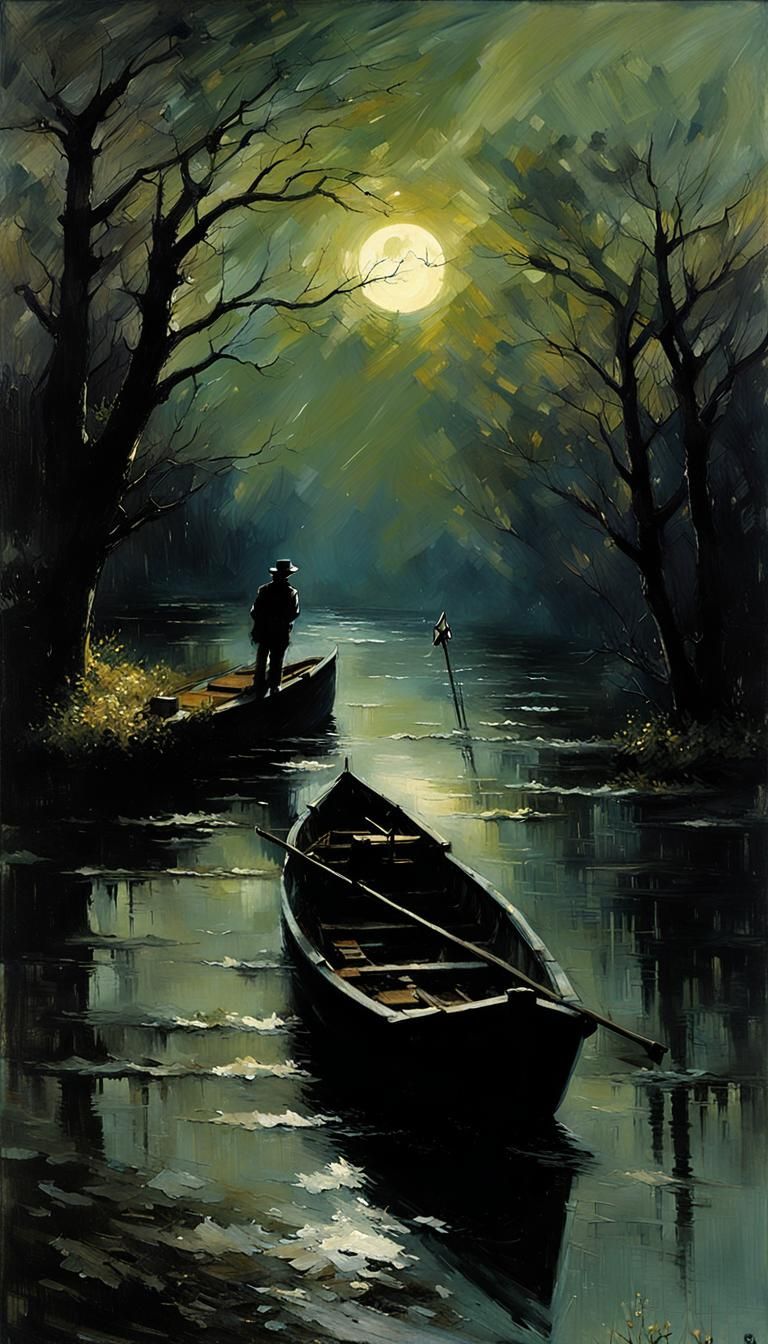 Mysterious Darkest Night in Expressive Vintage Style