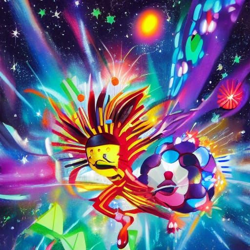 Fireworks Display in Pop Art Style