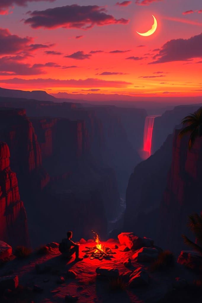 Mystical Canyon Adventure at Twilight: Fantasy Concept Art