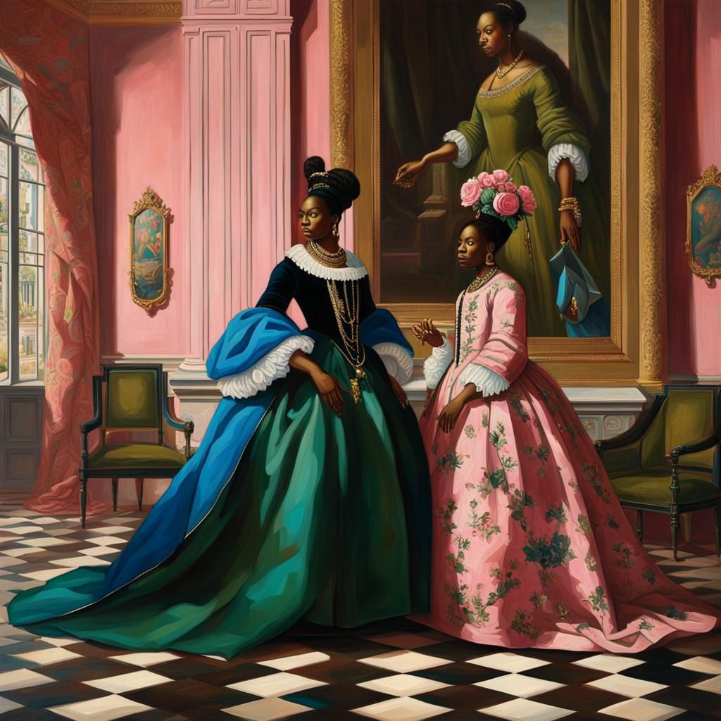 Elegant Black Empress Appoints Countess, Vermeer Style