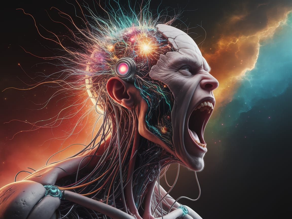 Cybernetic Monster Unleashes Technological Anguish in Swirli...