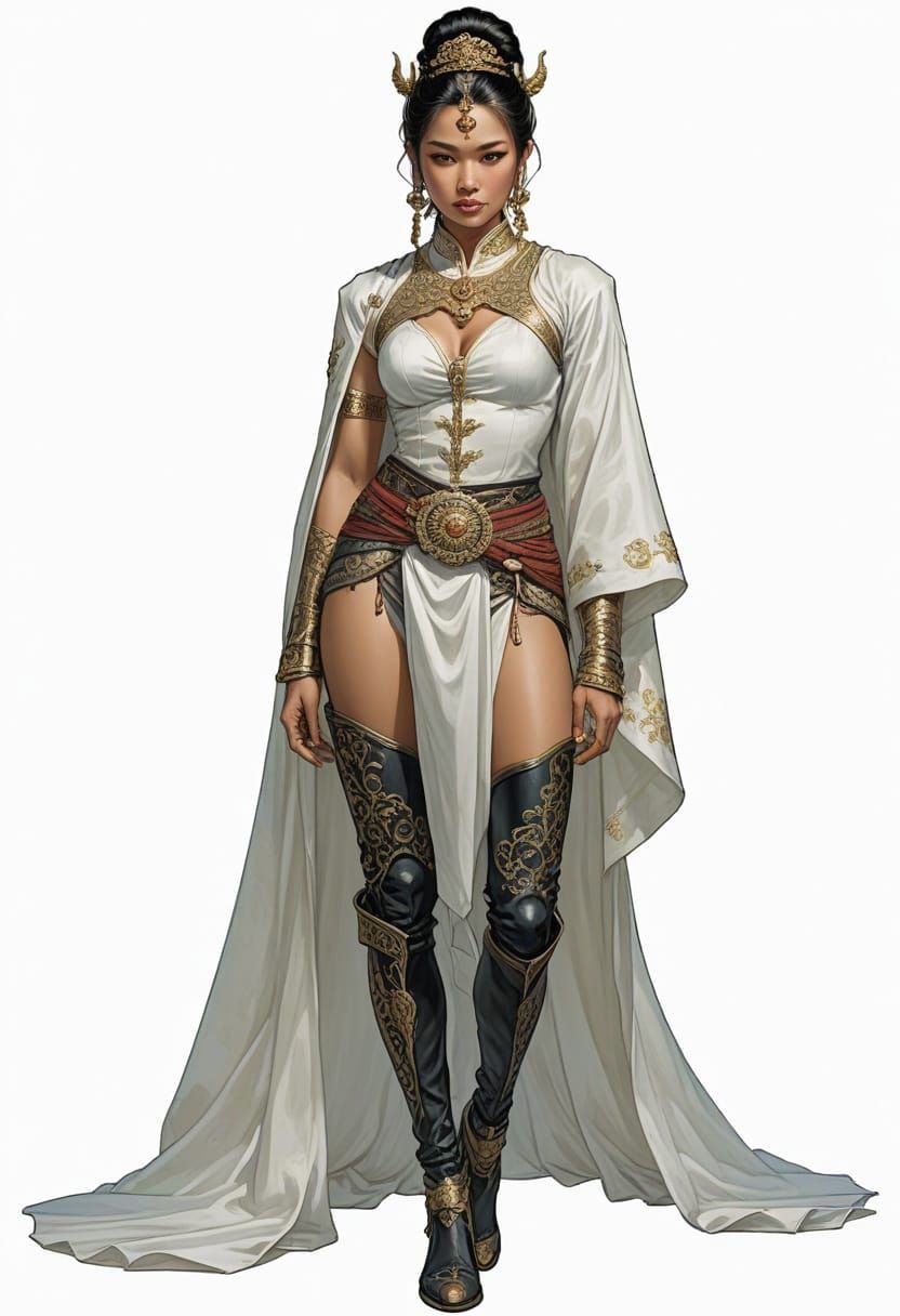 Elegant Thai Courtesan in Ancient Thai Attire