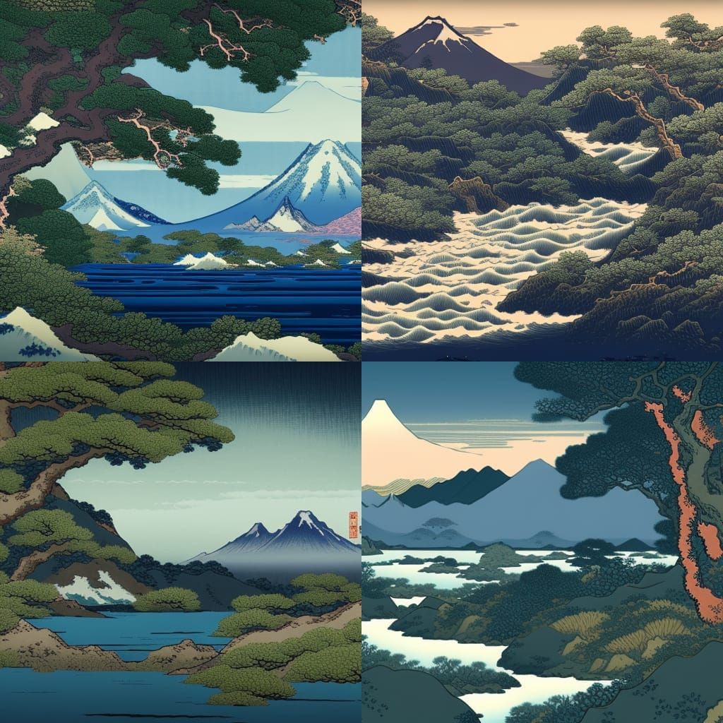 Mountains and River Landscape in Matte Painting Style